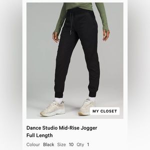 Lululemon Athletica | Dance Studio Mid-Rise Jogger Full Length - Black - Size 10